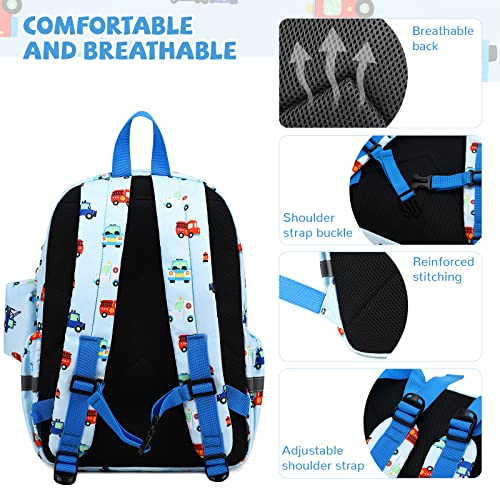 mygreen Toddler Backpack Kids Backpack for Boys Cute Cars Preschool Bag Kindergarten Schoolbag With Chest Strap Colorful Dark Blue - Image 5