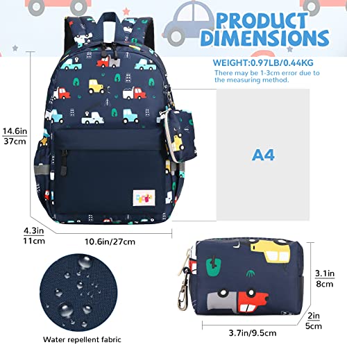 mygreen Toddler Backpack Kids Backpack for Boys Cute Cars Preschool Bag Kindergarten Schoolbag With Chest Strap Colorful Dark Blue - Image 3