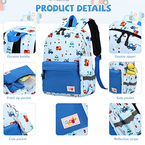 mygreen Toddler Backpack Kids Backpack for Boys Cute Cars Preschool Bag Kindergarten Schoolbag With Chest Strap Colorful Dark Blue - Image 4