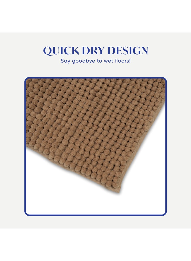 DIVEENAS Diveena's Non-Slip Bathroom Mat – 50x70cm Super Soft Microfiber Bath Mat, Quick-Dry & Machine Washable Bath Rug for Bathroom or Powder Room & Home | Beige - Image 5