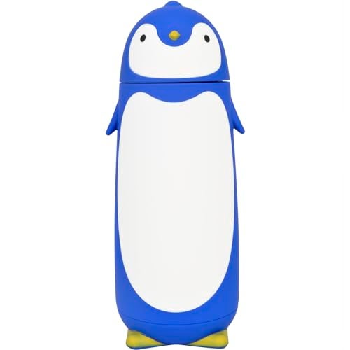 ChezMax Penguin Insulated Water Bottle - Stainless Steel Vacuum Double Walled Bottle Flask Travel Mug for Kids, Students, 9.6oz, Blue - Image 1