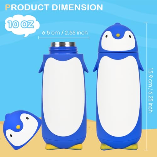 ChezMax Penguin Insulated Water Bottle - Stainless Steel Vacuum Double Walled Bottle Flask Travel Mug for Kids, Students, 9.6oz, Blue - Image 2