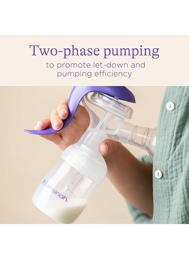 Lansinoh - Lansinoh Manual Breast Pump, Hand Pump with Comfortable Flange for Breastfeeding Essentials, Includes Baby Bottle for Feeding, 5oz - Image 1