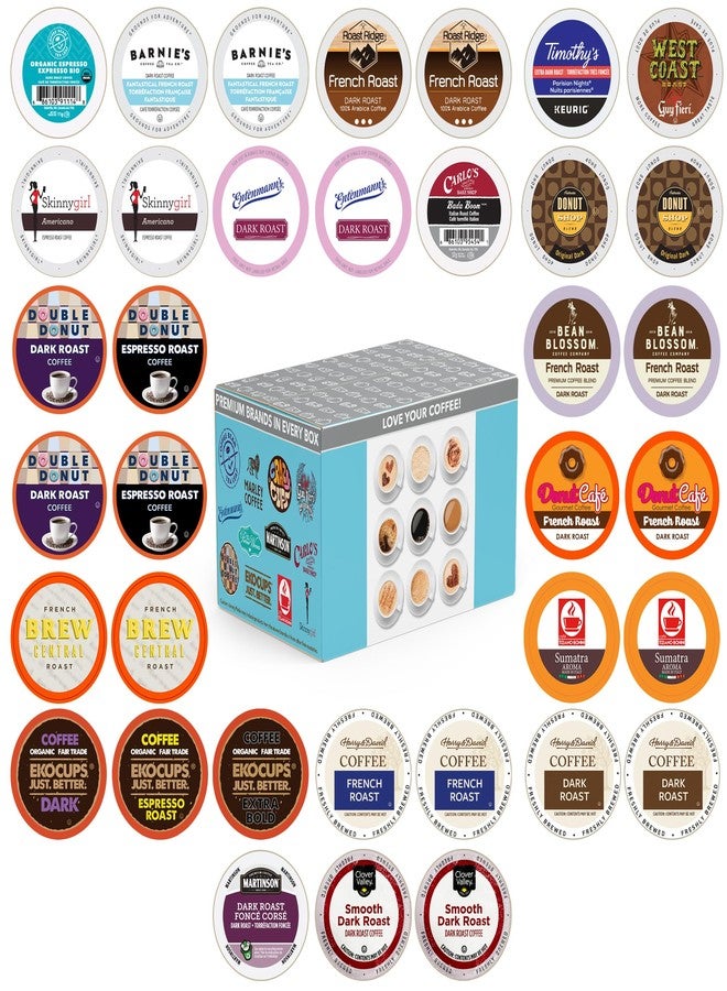 Perfect Samplers مجموعة متنوعة من كبسولات قهوة بيرفكت سامبلرز المحمصة الداكنة - عبوة لماكينات قهوة كيوريج كيه كابس، 36 كبسولة - Image 1
