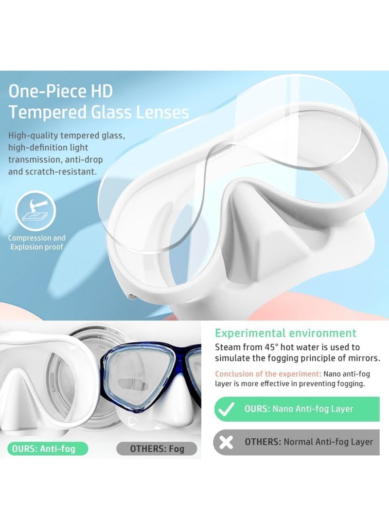 Zikra قناع الغوص، قناع سنوركل بدون إطار للبالغين والأطفال، قناع غوص بألوان ماكارون، رؤية واسعة 180°، قناع سكوبا مضاد للضباب ومضاد للأشعة فوق البنفسجية للغوص، السنوركلينغ والسباحة - Image 2