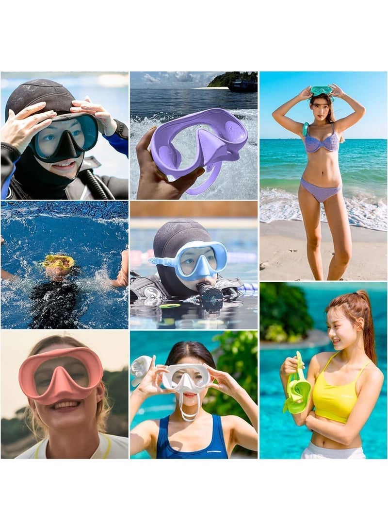Zikra قناع الغوص، قناع سنوركل بدون إطار للبالغين والأطفال، قناع غوص بألوان ماكارون، رؤية واسعة 180°، قناع سكوبا مضاد للضباب ومضاد للأشعة فوق البنفسجية للغوص، السنوركلينغ والسباحة - Image 5