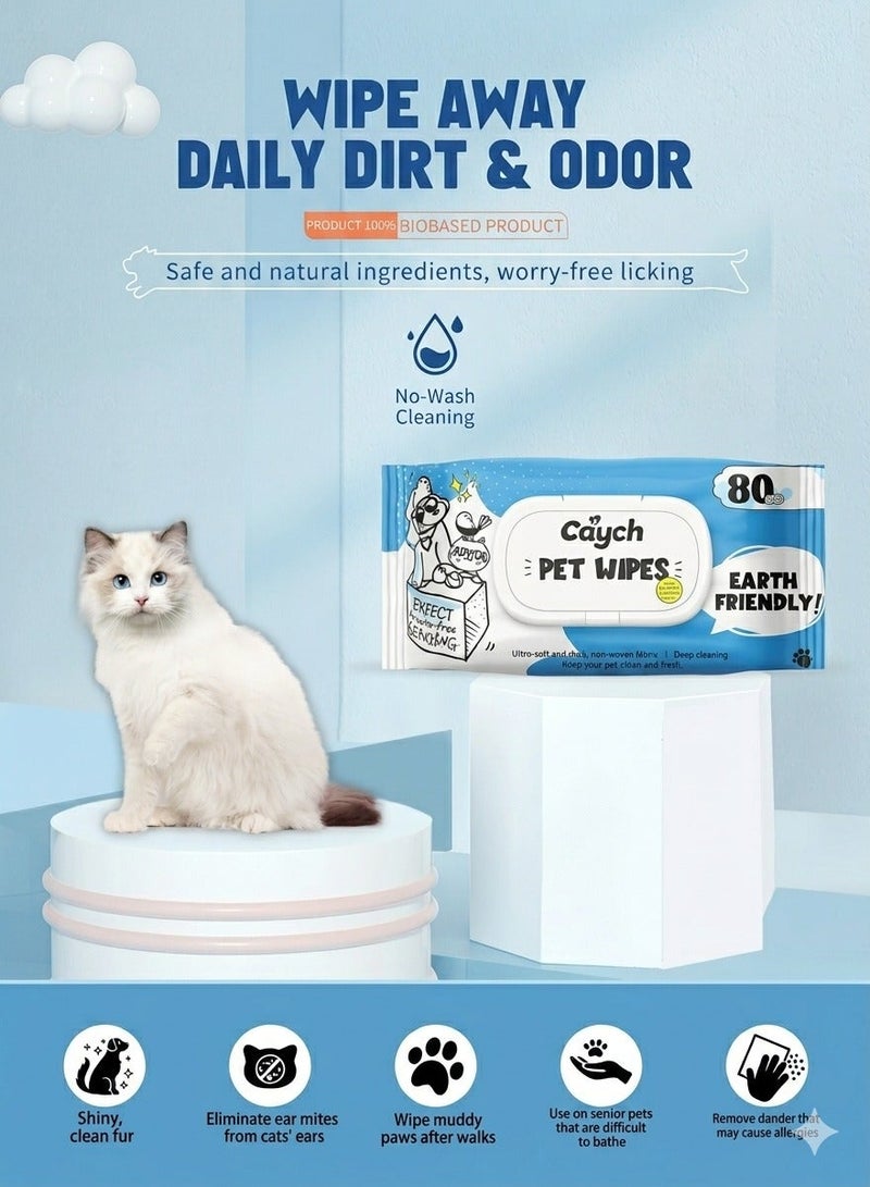 CAYCH Pet Wipes 80 x 6 - 480 Sheets for Dogs and Cats Antibacterial Hypoallergenic Grooming Wipes Deodorizing Eco Friendly Cleaning Wipes for Paws Body Eyes Ears and Daily Use - Image 5