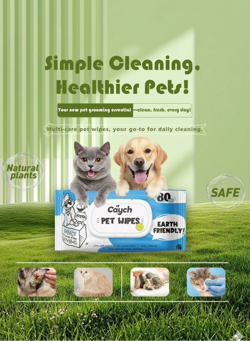 CAYCH Pet Wipes 80 x 6 - 480 Sheets for Dogs and Cats Antibacterial Hypoallergenic Grooming Wipes Deodorizing Eco Friendly Cleaning Wipes for Paws Body Eyes Ears and Daily Use - Image 4