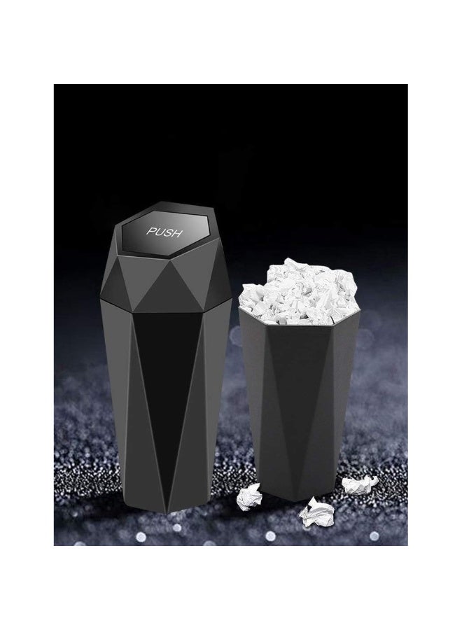Car Trash Can With Lid New Car Dustbin Diamond Design Leakproof Vehicle Trash Bin Mini Garbage Bin For Automotive Car Home Office Kitchen Bedroom - Image 3