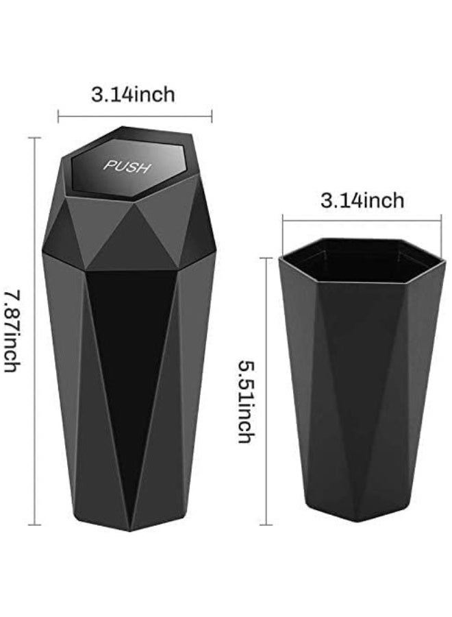 Car Trash Can With Lid New Car Dustbin Diamond Design Leakproof Vehicle Trash Bin Mini Garbage Bin For Automotive Car Home Office Kitchen Bedroom - Image 2