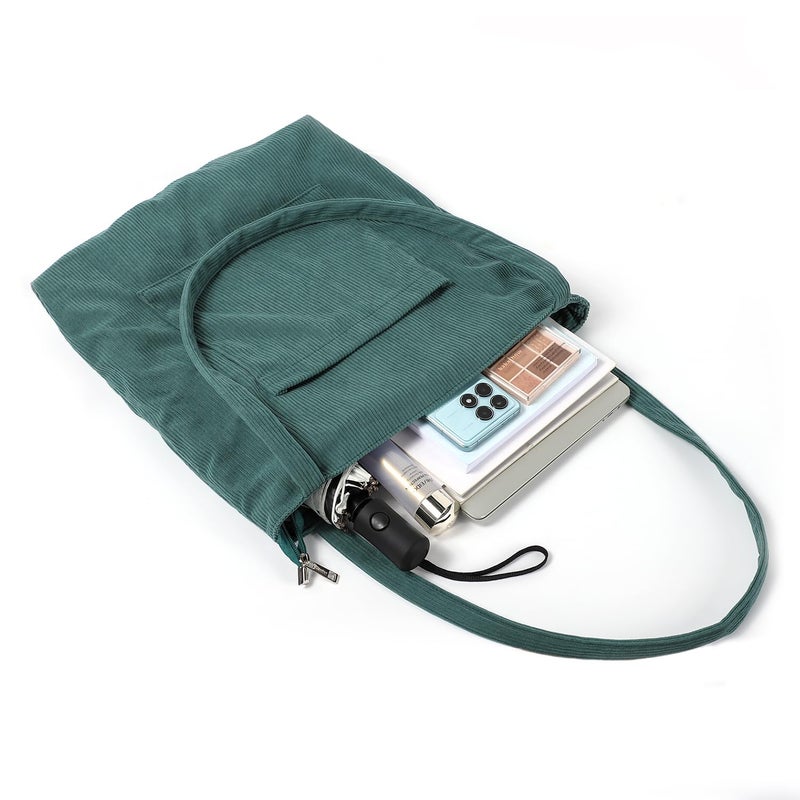 WantGor Women Corduroy Tote Bag, Large Shoulder Hobo Bags Casual Handbags Big Capacity Shopping Work Bag (Blue) - Image 3