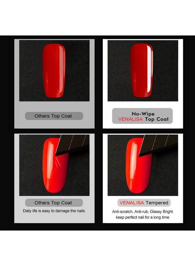 V VENALISA Venalisa 2 Pcs 15Ml Gel Nail Ploish Base And Top Coat Set No Wipe Gel Top Coat Gel Polish High Gloss Long Lasting Tempered Top Coat Polish Soak Off Led Gel Kit - Image 4