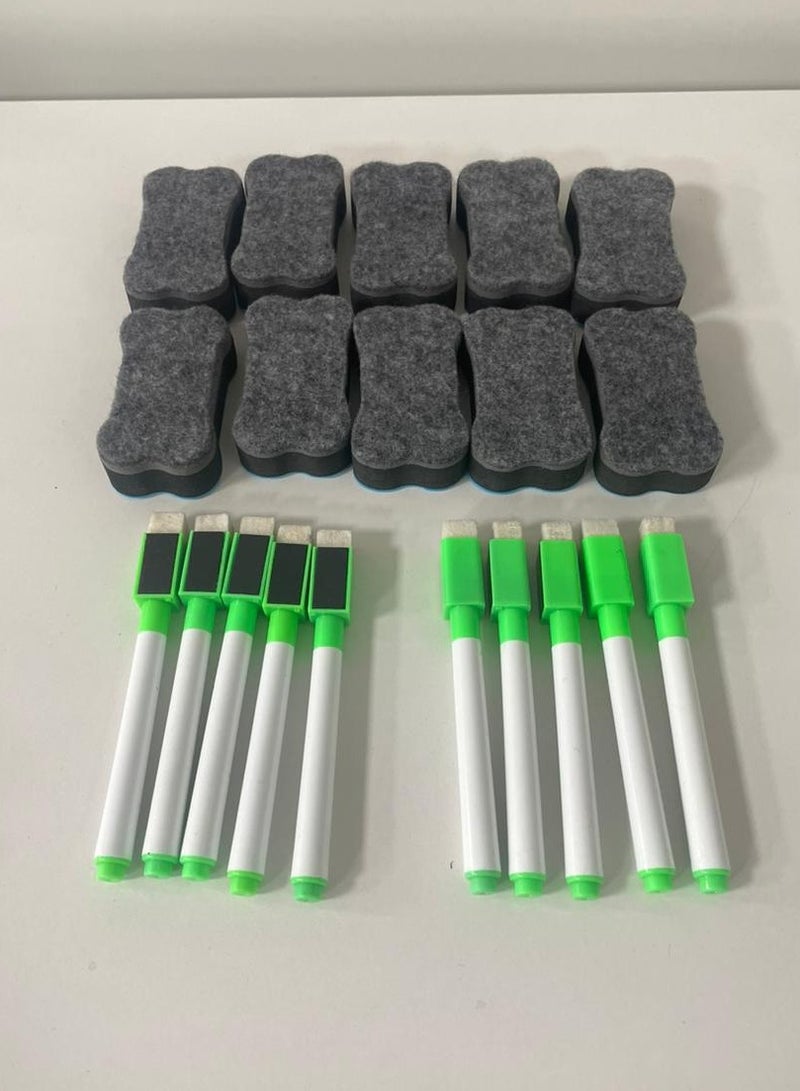 Rubik Magnetic Dry Erase Board with Green Color Markers for Menu Kitchen Meal Planner & others (10pcs/set Dry Erase with Green Markers) - Image 1