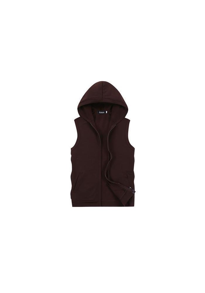 Couple's Sleeveless Sports T-shirt Men's Loose Hooded T-shirt with Chop Sleeve Hoodie Women's Waistcoat Summer Thin BF Vest - Image 1
