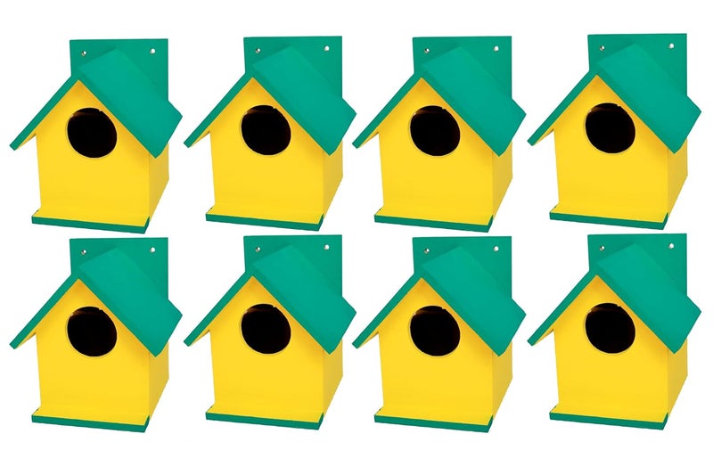 HELLONZ Bird House for Sparrow, Budgies & Finches with Air Ventilation and Mounting Hook (Pack of 8) (Dark Green) - Image 1
