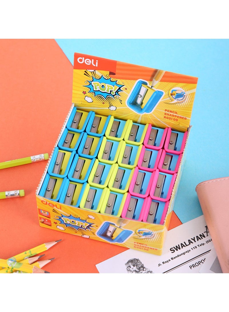 Deli ER00100 Pencil Sharpener 1-hole â€“ 72pcs/box â€“ ideal for daily pencil sharpening needs - Image 1
