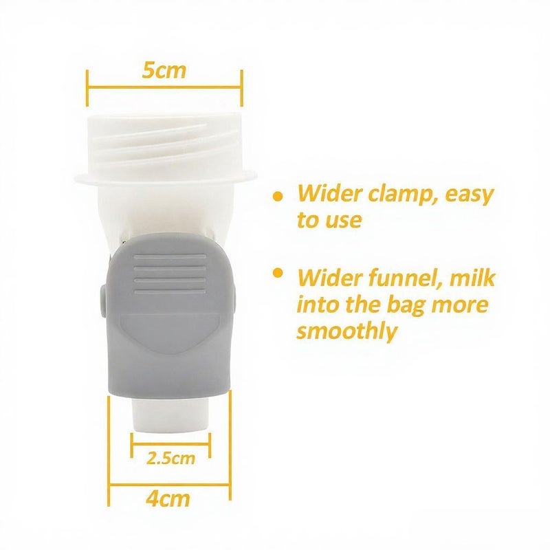 Breastmilk Storage Bag Adapters Breast Milk Bag Clamps Replacement for Lansinoh/ Spectra S1 S2/ Avent Wide-Neck Breast Pump, White + Grey& Pack of 2pcs with 4pcs Breastmilk Storage Bags - Image 2