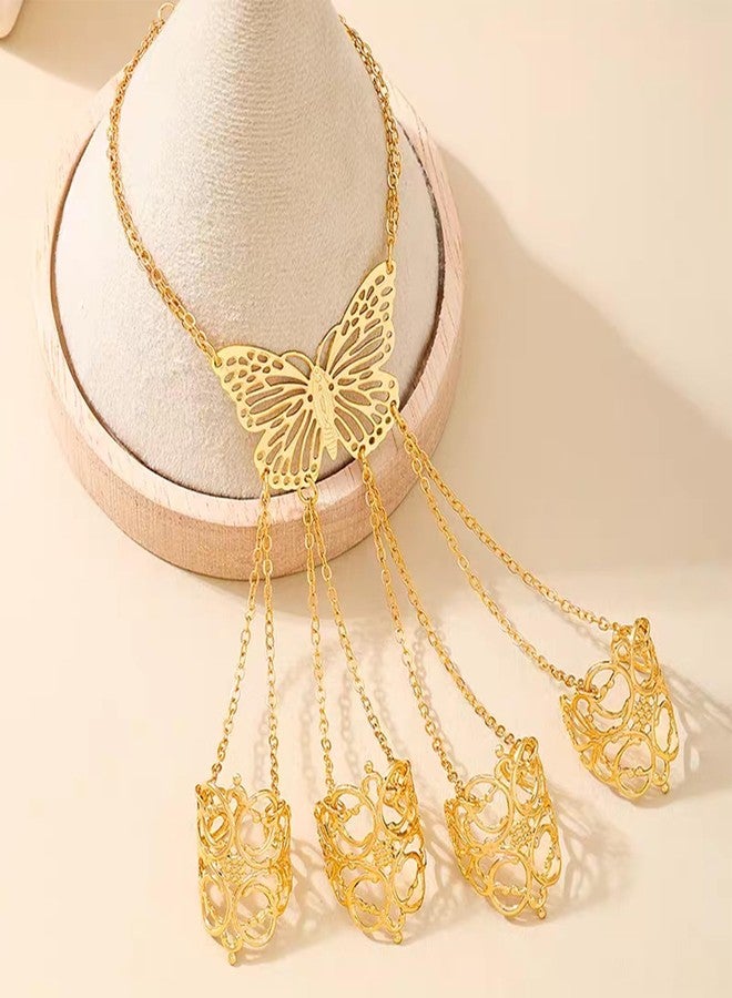 FFZDENA 1 Pcs Ring Bracelet For Women Stylish, Haath Phool For Women, Hollow Butterfly Finger Chain Hand Bracelet In Golden, Fashion Jewelry For Special Occasions, Birthday Gifts, 13.5g - Image 4