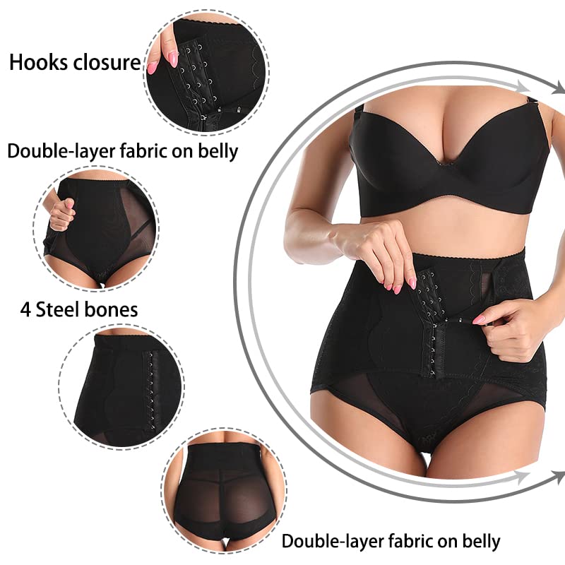 PLUMBURY Women's Nylon Waist Shaper Tummy Control Shapewear Panty with Belt For Postpartum Recovery/Gym/Workout (Black, 3XL) - Image 3