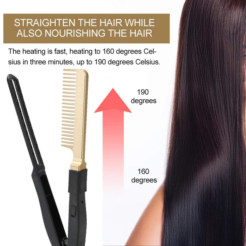cheekyglo Hair Straightener Comb, Electric Heating Comb, Iron Heat Resistant Hair Styling Comb, Wet & Dry Hair Straightening Hot Brush, Portable Hairdressing Tool(UK)Uk - Image 4