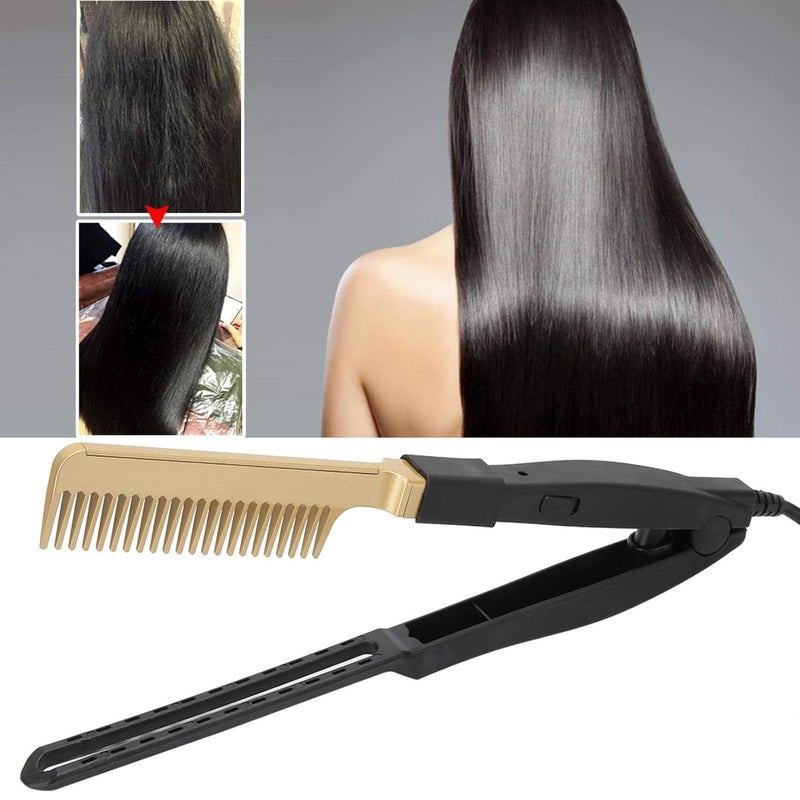cheekyglo Hair Straightener Comb, Electric Heating Comb, Iron Heat Resistant Hair Styling Comb, Wet & Dry Hair Straightening Hot Brush, Portable Hairdressing Tool(UK)Uk - Image 1