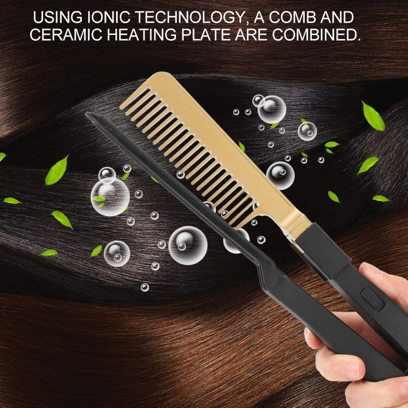 cheekyglo Hair Straightener Comb, Electric Heating Comb, Iron Heat Resistant Hair Styling Comb, Wet & Dry Hair Straightening Hot Brush, Portable Hairdressing Tool(UK)Uk - Image 2