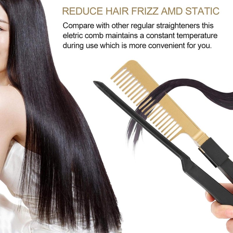 cheekyglo Hair Straightener Comb, Electric Heating Comb, Iron Heat Resistant Hair Styling Comb, Wet & Dry Hair Straightening Hot Brush, Portable Hairdressing Tool(UK)Uk - Image 5