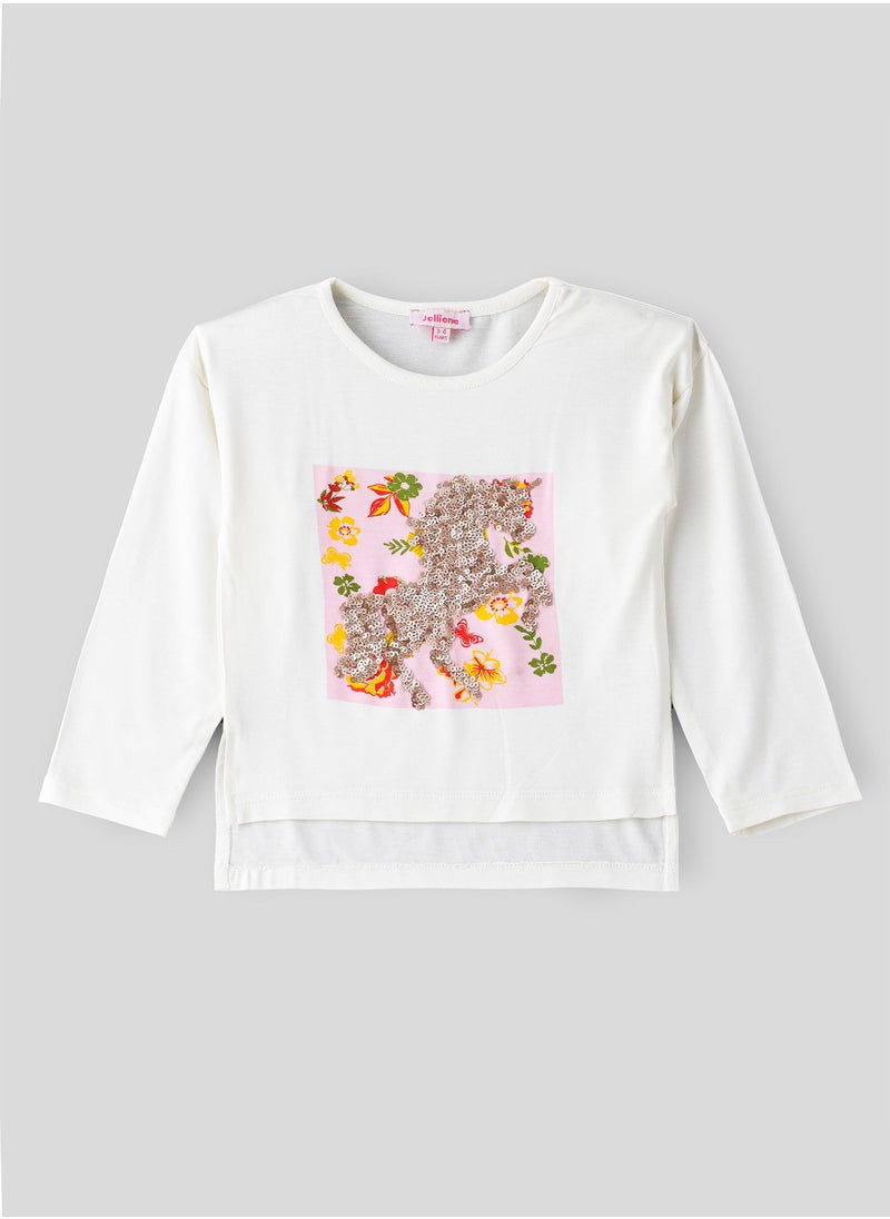 Jelliene - Knit t-shirt with print - Image 1