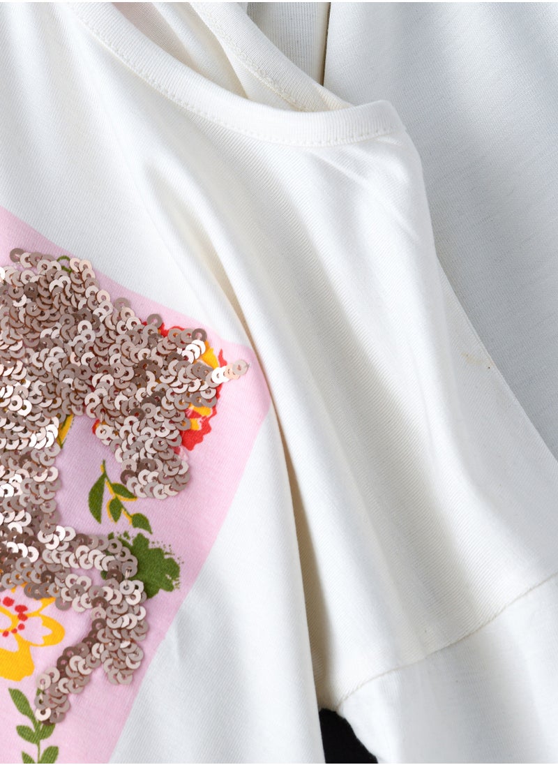 Jelliene - Knit t-shirt with print - Image 1