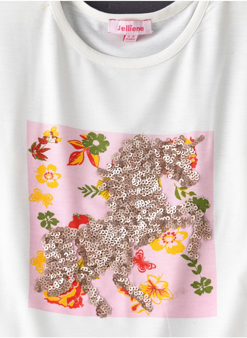Jelliene - Knit t-shirt with print - Image 1