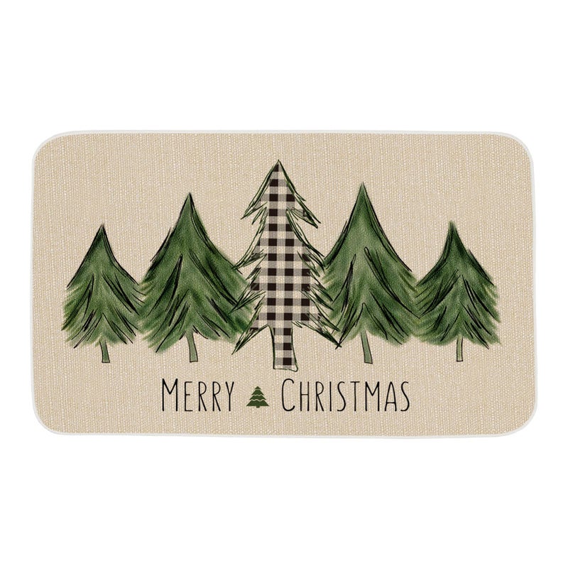 ONWAY Christmas Trees Door Mat Seasonal Winter Happy Holiday Farmhouse Doormat Kitchen LowProfile Floor Rug Switch Mat for Home Decor Indoor Outdoor 29 x 17 Inch - Image 2