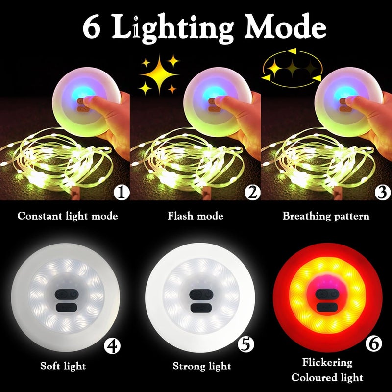 Leehui Camping String Lights, Portable 100 LED Strip Light, USB Rechargeable IP65 10M Rope Tent Star Lantern for Campsite, Awning, Kids Play Area, Bedroom, Car, Backyard, (10M-Warm White, Green) - Image 2