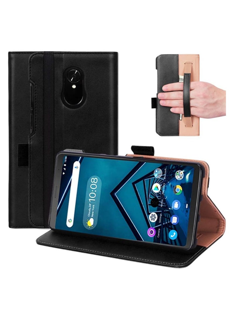 Case for Lenovo Tab V7 7.0'' PB-6505NC Premium PU Leather Hand Strap Case with Kickstand Cover Card Slots Shell Full-Body Protective Bumper  - Image 1