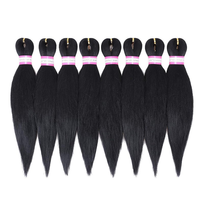 Dorsanee PreStretched Braiding Hair Extensions Black12 Inch 8 Packs Synthetic Braiding Hair Crochet Braids Natural Easy Braid Crochet Hair Hot Water Setting Professional Soft Yaki Straight Texture 1B