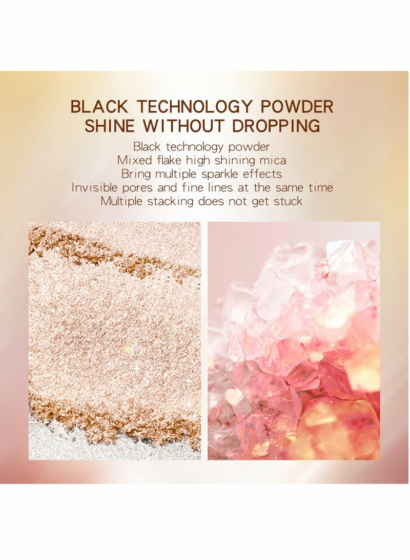 Excefore Colorful Highlighter Powder Palette,Makeup Palette Facial Bronzers Illuminator Palette Highlighter,Triple Bake Long Lasting Brilliant Lighten Skin Color Face Make Up Palette Set - Image 5