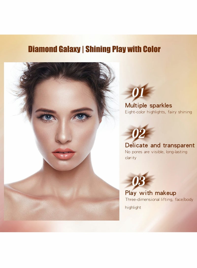 Excefore Colorful Highlighter Powder Palette,Makeup Palette Facial Bronzers Illuminator Palette Highlighter,Triple Bake Long Lasting Brilliant Lighten Skin Color Face Make Up Palette Set - Image 3