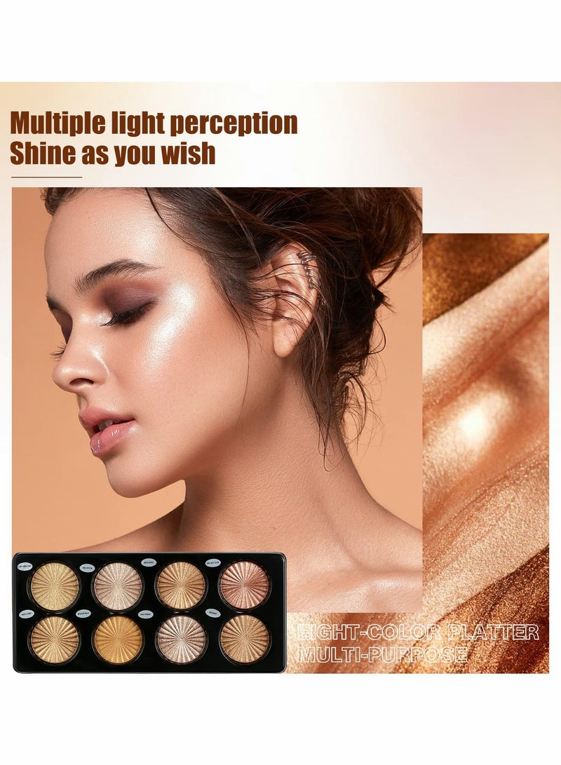 Excefore Colorful Highlighter Powder Palette,Makeup Palette Facial Bronzers Illuminator Palette Highlighter,Triple Bake Long Lasting Brilliant Lighten Skin Color Face Make Up Palette Set - Image 2