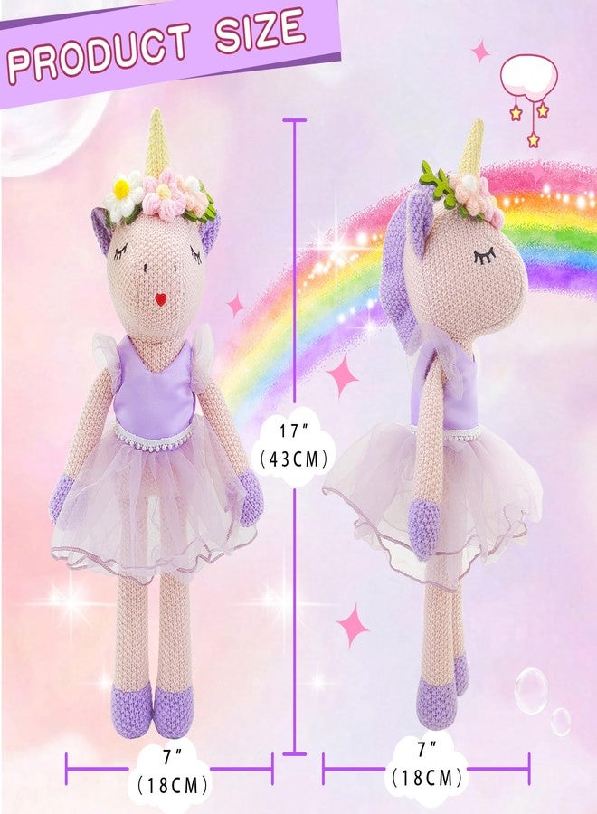 JUSTQUNSEEN Unicorn Stuffed Animals Plush Ballerina Baby Doll, U nicorn Toys for Girl Age, Stuffed Animals for Girl Birthday Gifts U nicorn Decorations for Girls Toys(Pink) - Image 2