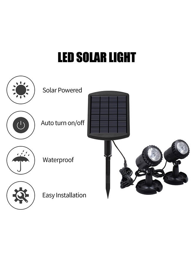NIBEMINENT 2-Piece LED Landscape Spotlight Set With Solar Power Panel Black/Clear - Image 2
