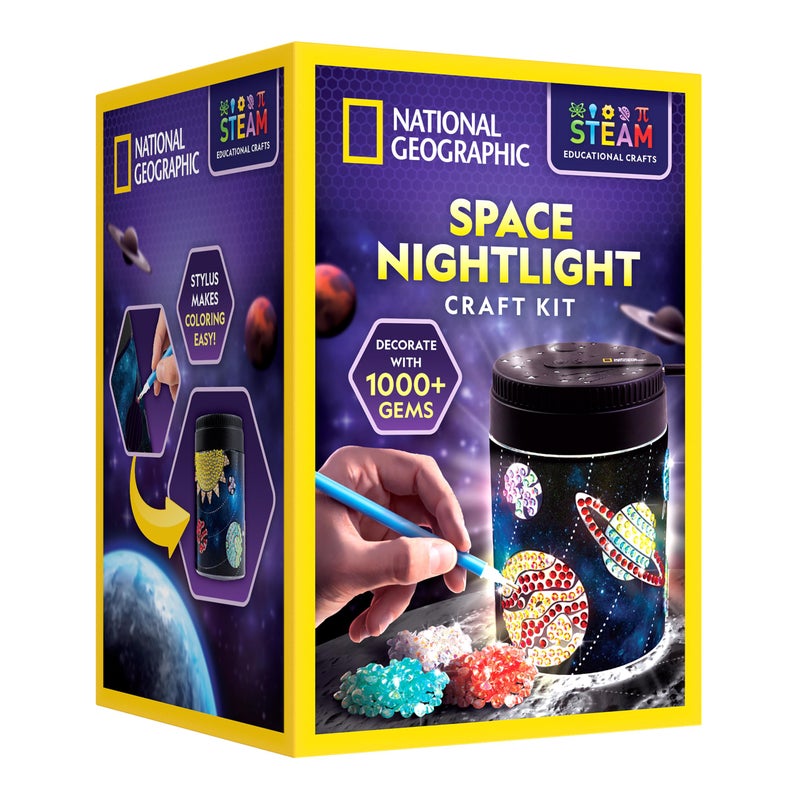 Blue Marble NATIONAL GEOGRAPHIC Diamond Painting Solar System Night Light - Make Your Own Night Light with 1000+ Gems to Decorate, Arts and Crafts Kits for Kids ages 8 9 10 11 12, DIY Space Gift, Planets for Kids - Image 1