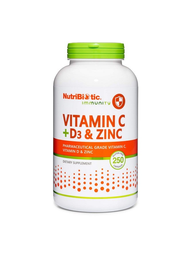 Nutribiotic NutriBiotic - Vitamin C + Vitamin D3 & Zinc, 250 Capsules | Potent, Comprehensive Immune Support | Essential & Antioxidant Daily Supplement | Gluten & GMO Free  - Image 1