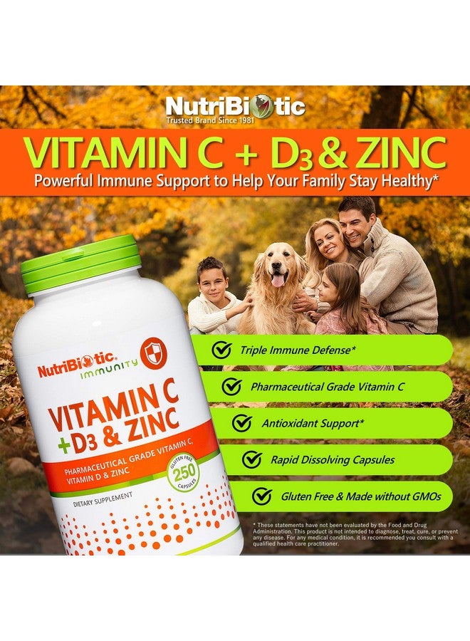 Nutribiotic NutriBiotic - Vitamin C + Vitamin D3 & Zinc, 250 Capsules | Potent, Comprehensive Immune Support | Essential & Antioxidant Daily Supplement | Gluten & GMO Free  - Image 2