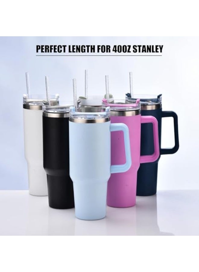 12 Pack Reusable Clear Glitter Straws, 26cm Extra Long Plastic Straws for 40oz Tumbler & 32oz Water Bottles, BPA-Free Unbreakable Drinking Straws with Cleaning Brush – Transparent - Image 4