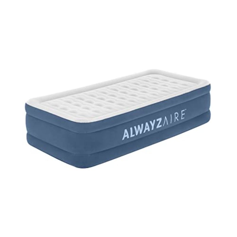 Twin air mattress for home use, PVC material, gray color, built-in dual pump for fast inflation and deflation - Image 1