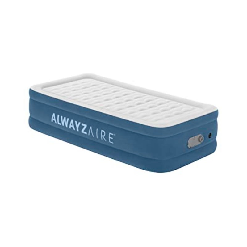 Twin air mattress for home use, PVC material, gray color, built-in dual pump for fast inflation and deflation - Image 4