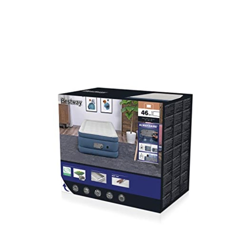 Twin air mattress for home use, PVC material, gray color, built-in dual pump for fast inflation and deflation - Image 3
