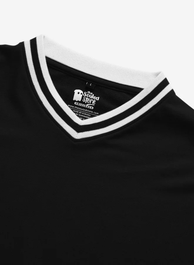 The Souled Store  The Souled Store Men Oversized Solid Black Full Sleeve T-Shirt  | Best Price UAE