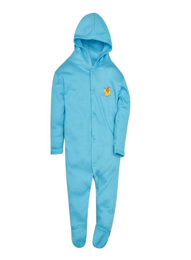 Magic Town® 100% Cotton Unisex Hooded Rompers for Kids and Infants Set of 2 (Royal Blue) (6-9 Months) - Image 3