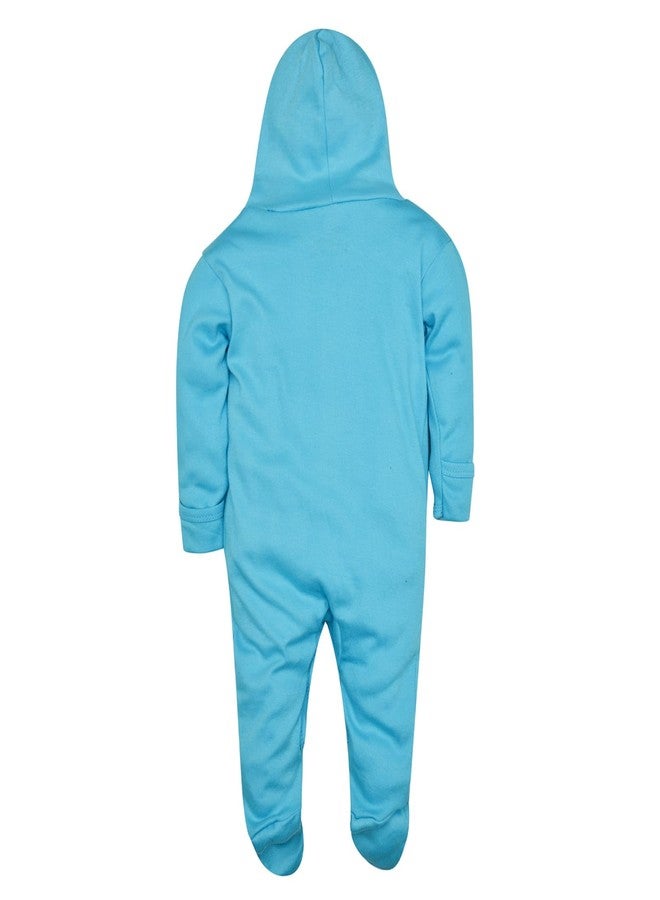 Magic Town® 100% Cotton Unisex Hooded Rompers for Kids and Infants Set of 2 (Royal Blue) (6-9 Months) - Image 4