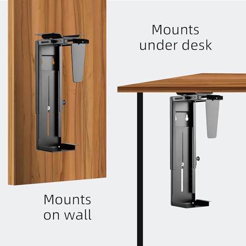 Pholiten Under Desk CPU Mount, Universal PC Wall Mount, 3.94 to 11.61 Inch Wide Computer Case CPU Hanger Holder, Adjustable 360 Swivel, Secure Lock, Max Load 44Lbs - Image 5